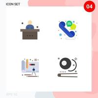 Universal Icon Symbols Group of 4 Modern Flat Icons of classroom architecture student line plan Editable Vector Design Elements