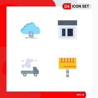 User Interface Pack of 4 Basic Flat Icons of cloud website file layout truck Editable Vector Design Elements