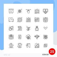 Pictogram Set of 25 Simple Lines of login profile hand user living Editable Vector Design Elements