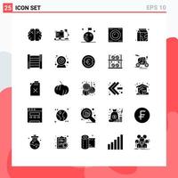 Set of 25 Modern UI Icons Symbols Signs for drink technology computer hard disk devices Editable Vector Design Elements