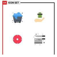 Group of 4 Flat Icons Signs and Symbols for pollution goal gift ecommerce cooking Editable Vector Design Elements