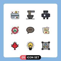 Stock Vector Icon Pack of 9 Line Signs and Symbols for bubble conversation robot chat goal Editable Vector Design Elements