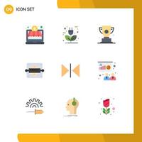 Group of 9 Flat Colors Signs and Symbols for flip bread roller trophy baking first Editable Vector Design Elements