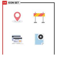 Group of 4 Modern Flat Icons Set for gps debit barricade banking data Editable Vector Design Elements