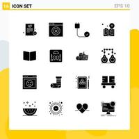 16 Creative Icons Modern Signs and Symbols of open online connected learning book Editable Vector Design Elements