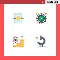 4 iconos planos universales establecidos para aplicaciones web y móviles archivo seguro flecha objetivo dinero elementos de diseño vectorial editables vector