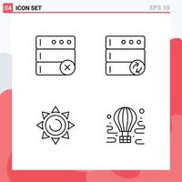 Universal Icon Symbols Group of 4 Modern Filledline Flat Colors of database air database beach tour Editable Vector Design Elements