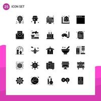 Pictogram Set of 25 Simple Solid Glyphs of app home banking construction blue Editable Vector Design Elements