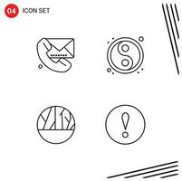 Pictogram Set of 4 Simple Filledline Flat Colors of call yin yang communication lunar infection Editable Vector Design Elements