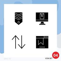 Solid Glyph Pack of 4 Universal Symbols of badge change stripes envelope bookmark Editable Vector Design Elements