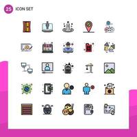 Set of 25 Modern UI Icons Symbols Signs for online internet ripple gaming pin Editable Vector Design Elements