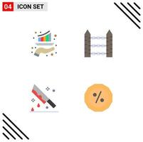 Editable Vector Line Pack of 4 Simple Flat Icons of bar wire marketing protection halloween Editable Vector Design Elements