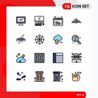 16 Creative Icons Modern Signs and Symbols of landscape rocks web tree hill Editable Creative Vector Design Elements