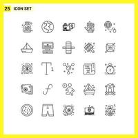 Line Pack of 25 Universal Symbols of internet technology online hand tracking Editable Vector Design Elements
