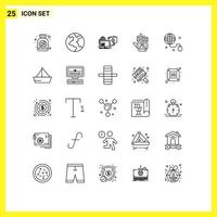 Line Pack of 25 Universal Symbols of internet technology online hand tracking Editable Vector Design Elements