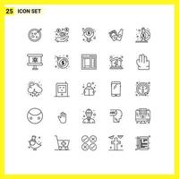 25 Universal Lines Set for Web and Mobile Applications board research fund ideas microscope american Editable Vector Design Elements