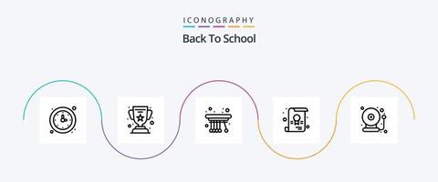 Back To School Line 5 Icon Pack Including bell. school. education. diploma. school vector