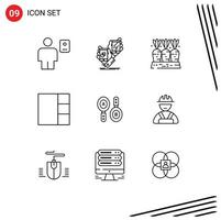 Outline Pack of 9 Universal Symbols of research grid placement vegetable farm Editable Vector Design Elements