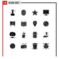 Set of 16 Commercial Solid Glyphs pack for board imac beach device computer Editable Vector Design Elements