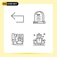Mobile Interface Line Set of 4 Pictograms of arrow architecture reply graveyard design Editable Vector Design Elements