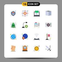 Mobile Interface Flat Color Set of 16 Pictograms of office blocks city building finding goal building sending Editable Pack of Creative Vector Design Elements