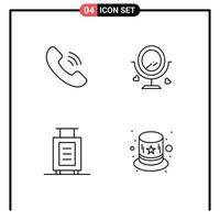 Pack of 4 Modern Filledline Flat Colors Signs and Symbols for Web Print Media such as call suitcase merroir heard costume Editable Vector Design Elements