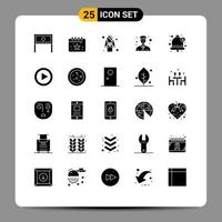 Universal Icon Symbols Group of 25 Modern Solid Glyphs of alert man party business shower Editable Vector Design Elements