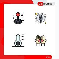 Set of 4 Vector Filledline Flat Colors on Grid for joystick thermometer play power conspiracy Editable Vector Design Elements