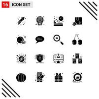 Mobile Interface Solid Glyph Set of 16 Pictograms of gear premium product web branding sleep Editable Vector Design Elements