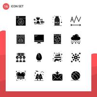 Modern Set of 16 Solid Glyphs and symbols such as web lock page lock coins information security text Editable Vector Design Elements