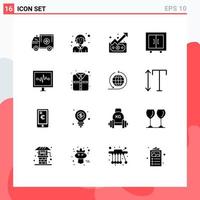 Set of 16 Modern UI Icons Symbols Signs for heartbeat interior service furniture money Editable Vector Design Elements