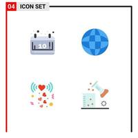 Modern Set of 4 Flat Icons and symbols such as autumn love season internet signal Editable Vector Design Elements