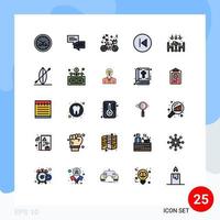 conjunto de 25 iconos de interfaz de usuario modernos signos de símbolos para flechas de inicio flechas de pareja izquierda flecha elementos de diseño vectorial editables vector