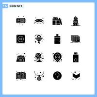 Set of 16 Modern UI Icons Symbols Signs for filter socket birthday electricity usa Editable Vector Design Elements