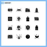 Set of 16 Modern UI Icons Symbols Signs for filter socket birthday electricity usa Editable Vector Design Elements