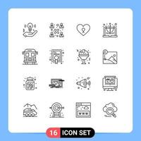 16 Universal Outlines Set for Web and Mobile Applications school equation heart education calculate Editable Vector Design Elements