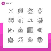 Universal Icon Symbols Group of 16 Modern Outlines of devices your web mind medical Editable Vector Design Elements