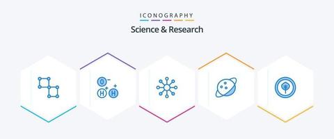 paquete de iconos azules de ciencia 25 que incluye . ciencia. neurona. biológico. espacio vector