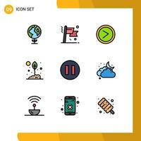 Set of 9 Modern UI Icons Symbols Signs for pause nature interface leaf eco Editable Vector Design Elements