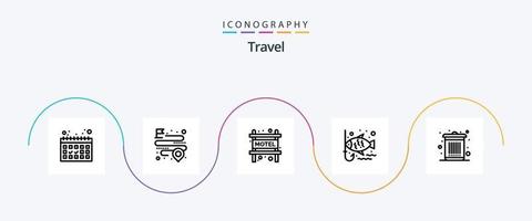 paquete de iconos de la línea de viaje 5 que incluye desechos. basura. motel. compartimiento. gancho vector