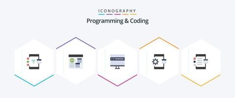 Programming And Coding 25 Flat icon pack including develop. app. development. process. develop vector