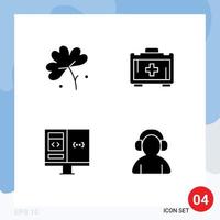 4 conjunto de glifos sólidos universales para aplicaciones web y móviles desarrollo de motivación de flor de primavera de computadora de anémona elementos de diseño de vector editables