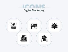 Digital Marketing Glyph Icon Pack 5 Icon Design. man. medal. open. megaphone vector