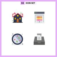 4 Flat Icon concept for Websites Mobile and Apps building anti sweet home data center antibacterial Editable Vector Design Elements