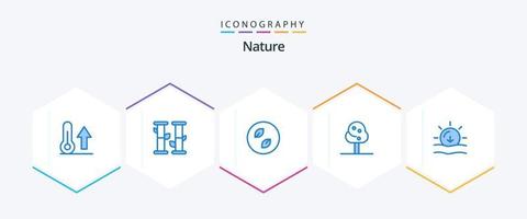 paquete de iconos azules de la naturaleza 25 que incluye la puesta de sol. naturaleza. ecología. árbol. naturaleza vector