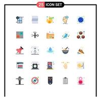 Pack of 25 Modern Flat Colors Signs and Symbols for Web Print Media such as international idea fire head brainstorm Editable Vector Design Elements