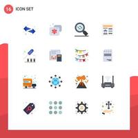 Pictogram Set of 16 Simple Flat Colors of tool driver bacteria bank document Editable Pack of Creative Vector Design Elements