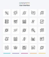 interfaz de usuario creativa 25 paquete de iconos de contorno como soporte. auriculares. apagado. mensaje. Email vector