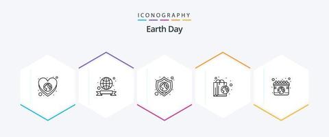 Earth Day 25 Line icon pack including earth . recycled bag. protect. nature. bag vector