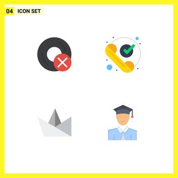 4 iconos planos universales establecidos para aplicaciones web y móviles, las computadoras recibieron elementos de diseño vectorial editables de origami verificados por gadget vector